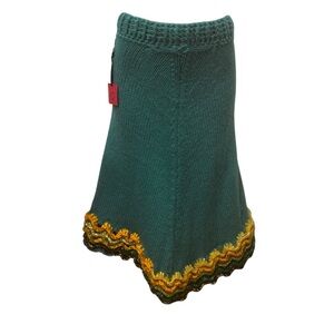 Save the queen women size 6 knit midi skirt alpaca blend teal yellow green boho